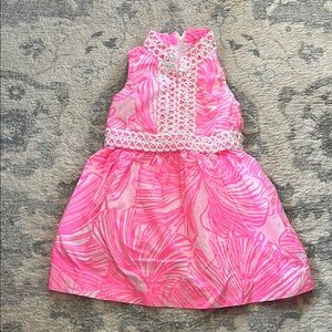 Pink Sleeveless Dress with White Lace Lilly Pulitzer size 4 Kids worn once